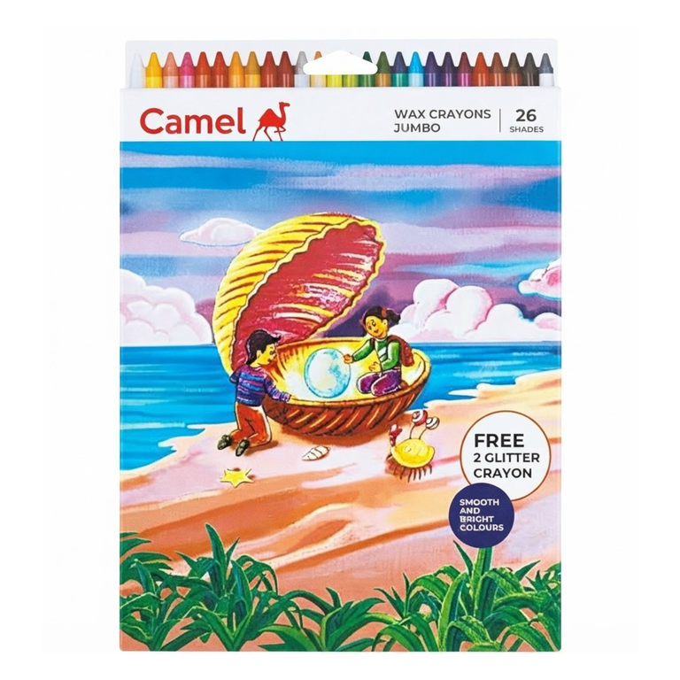 Camel Jumbo Wax Crayon's 96MM 24'S +2 Glitter 4523520
